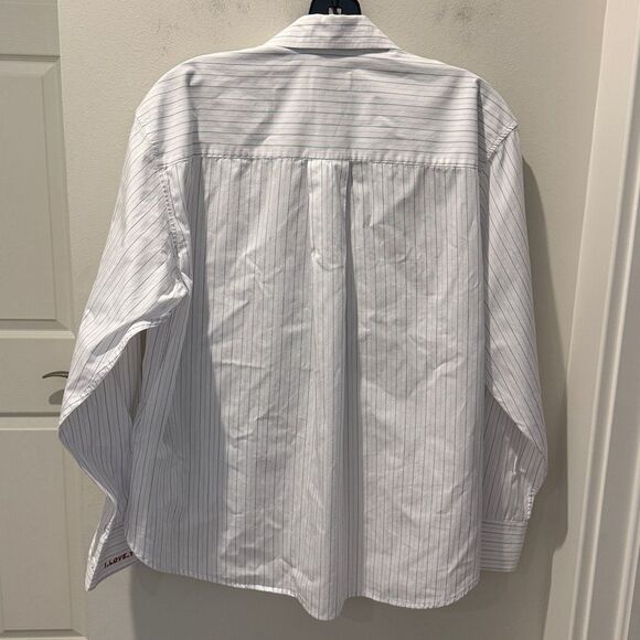Zadig & Voltaire Tais Raye White Shirt with Blue and Pink Stripes I Love You S - Picture 8 of 14